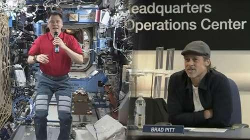 Brad Pitt parle apesanteur et... corne des pieds avec un astronaute!