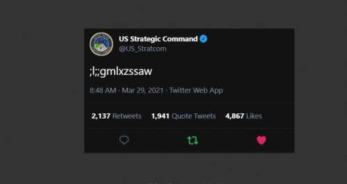 Oups !. “;l;;gmlxzssaw” : le tweet du commandement nucléaire américain était l’œuvre d’un “petit saboteur”Courrier international 31/03/2021 - 12:03