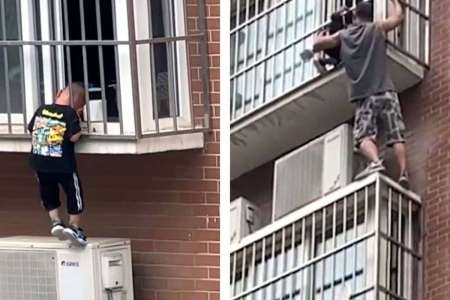 Le Spider Man chinois : il sauve un enfant suspendu au quatrième étage d'un bâtiment