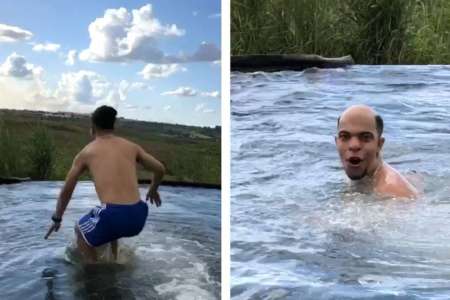 Il perd sa perruque en sautant dans l'eau pour se rafraîchir (VIDEO)