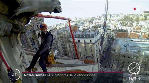 VIDEO. Notre-Dame de Paris : les cordistes, acrobates de la reconstruction
