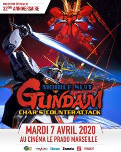 Le film Mobile Suit Gundam : Char contre-attaque, aussi projeté au cinéma marseillais Le Prado le mois prochain