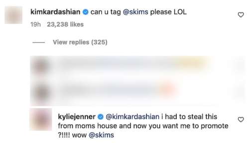 Kim Kardashian supplie en plaisantant Kylie Jenner de taguer les skims
