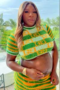 Pregnant Serena Williams Shows Off Bump in Gucci Two-Piece