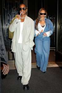 Rihanna porte un double denim comme elle seule le peut lors d’un rendez-vous avec ASAP Rocky