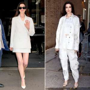 Anne Hathaway impressionne dans 2 tenues blanches d’hiver différentes à New York